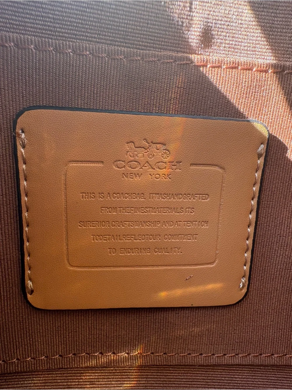 Coach Brown Leather Patch Interior Label